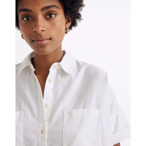 Madewell White Cotton Courier Button Down Shirt Blouse - Picture 8 of 9